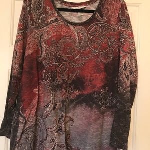 Christopher & Banks XL Womens Tunic Burgundy Paisley